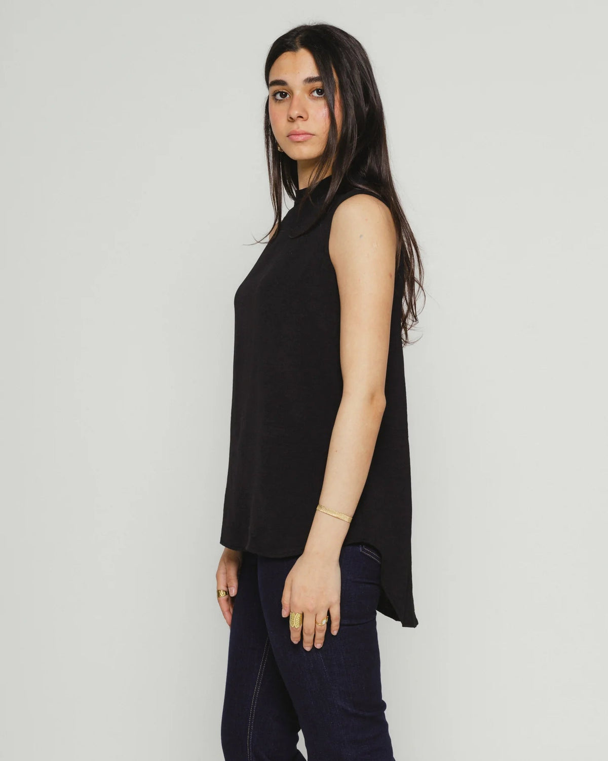High low sleeveless linen - Tia mode