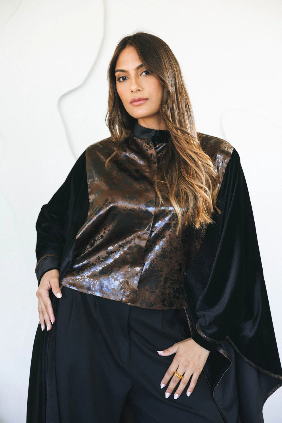 Leather velvet kaftan - Jeno