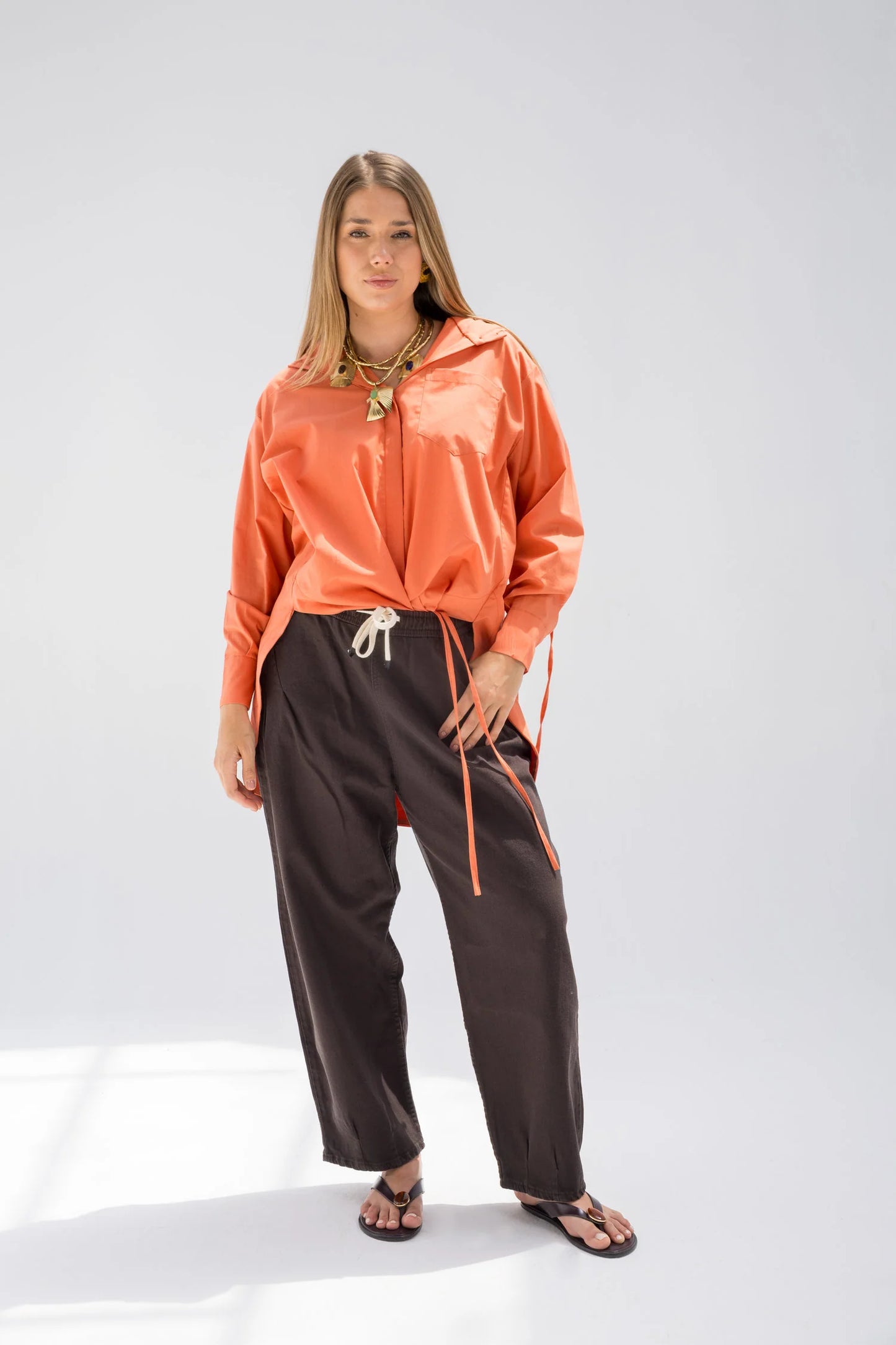 Orange caeser shirt - Noha collection