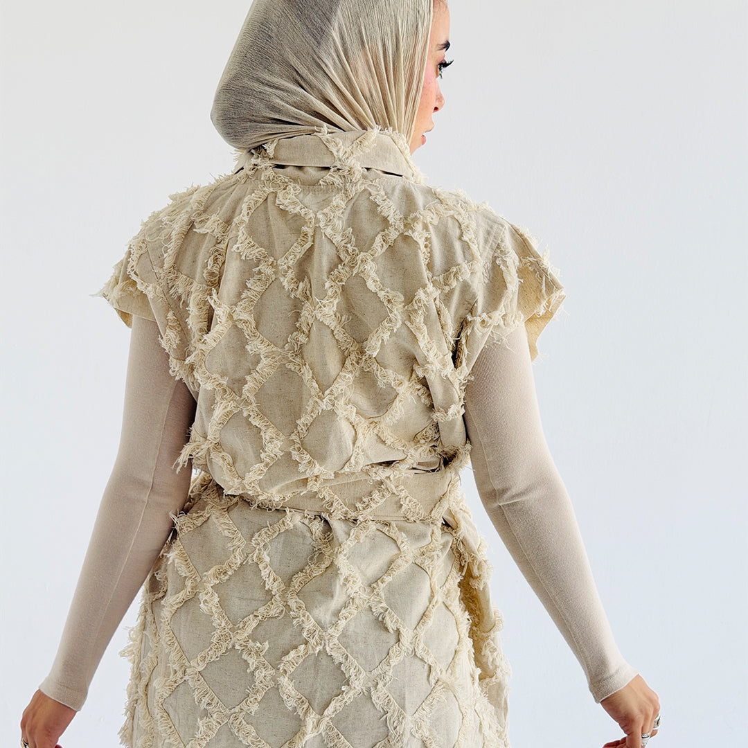 Checkmate Fringed Vest - Estringo