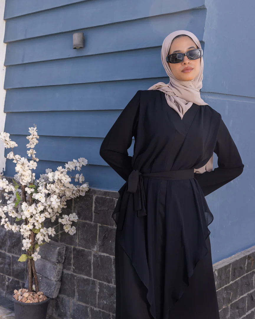 Crepe abaya With Ruffles Code 32 - The cape