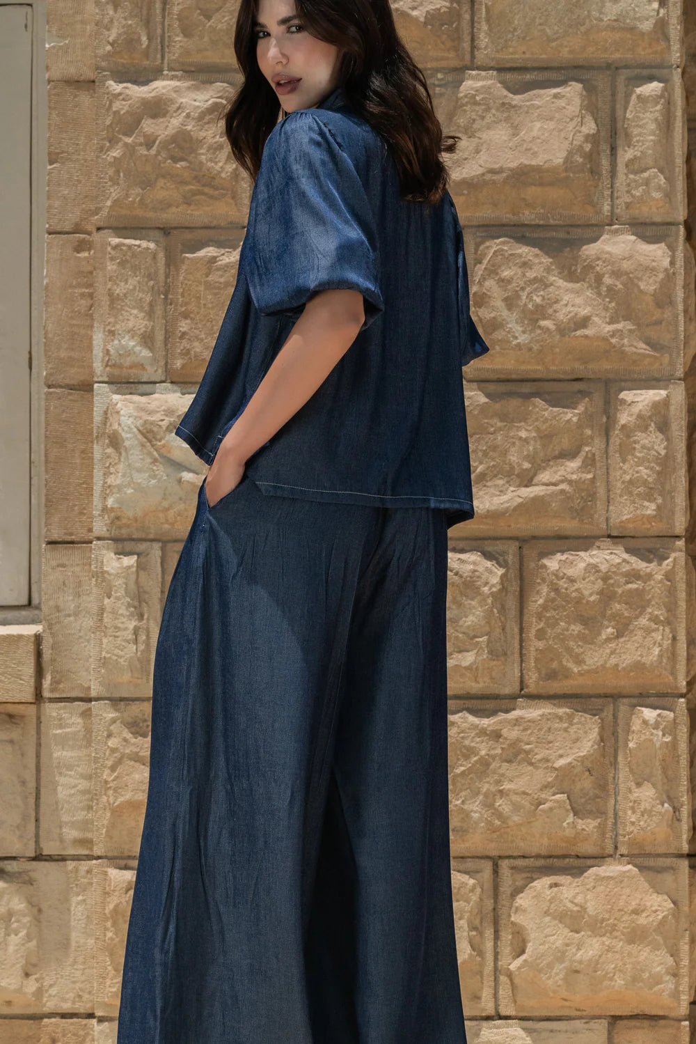 Denim look airy set - Sara salama