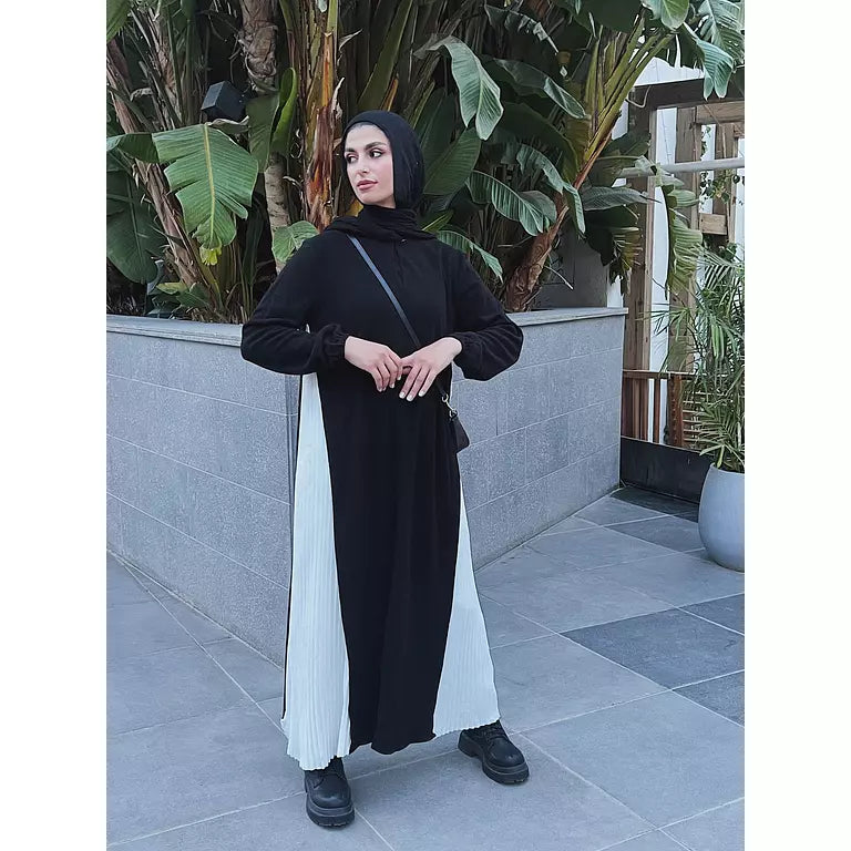 Pleated tunic maxi wool Dress - Modesty abaya