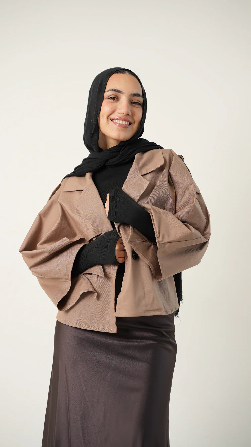 Cropped draped trench -Double anne