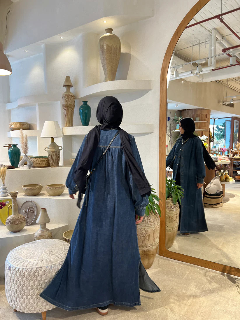 Denim bloom shirt - Modesty abaya