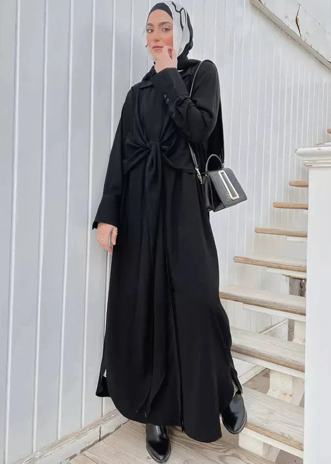 Knot crep shirt abaya - Modesty abaya