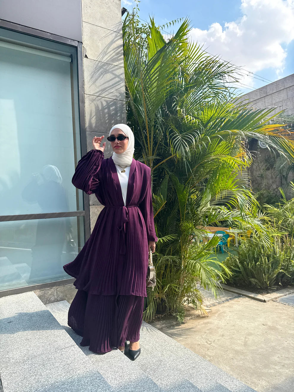 Double layered pleated kaftan - Hazie