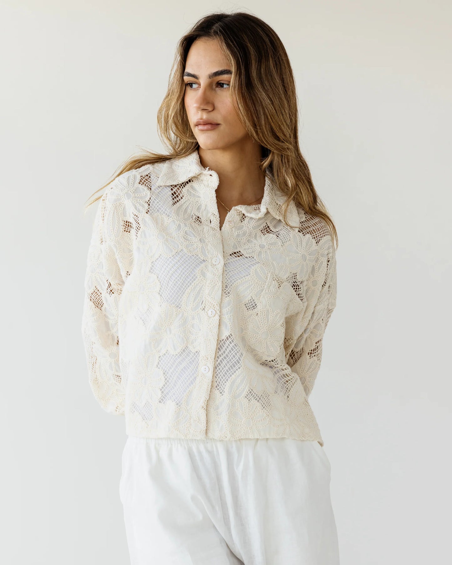 Floral lace button-up shirt - Ascia