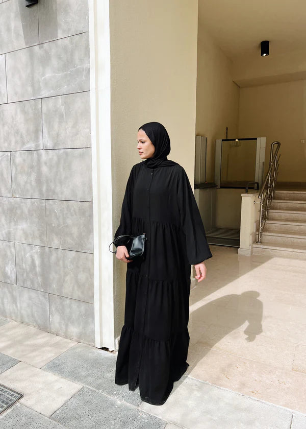 Layered buttoned abaya - Modesty abaya