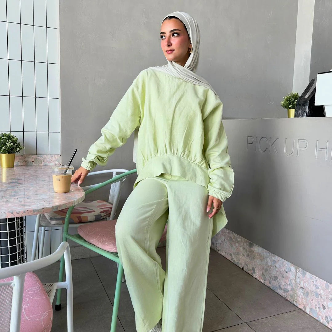 Linen loose band set - Tia mode