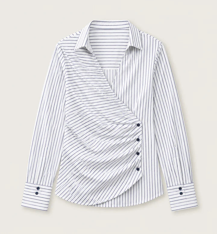 The Tide Drape White x navy blue shirt - TAA