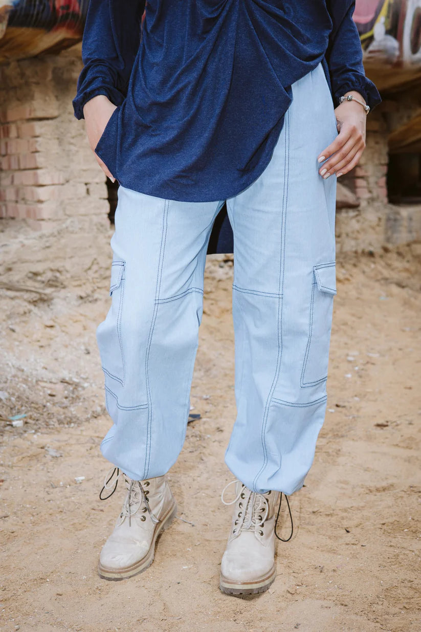 Parachute denim pants - Taji designs