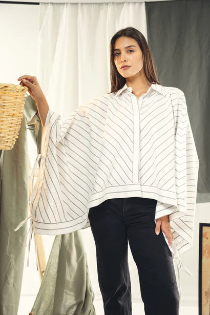S26-CH35 oversized striped shirt - AED