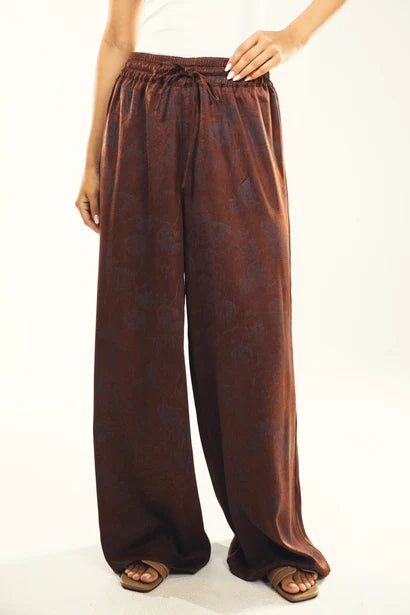 S26-P79 Printed satin wide leg pants - AED
