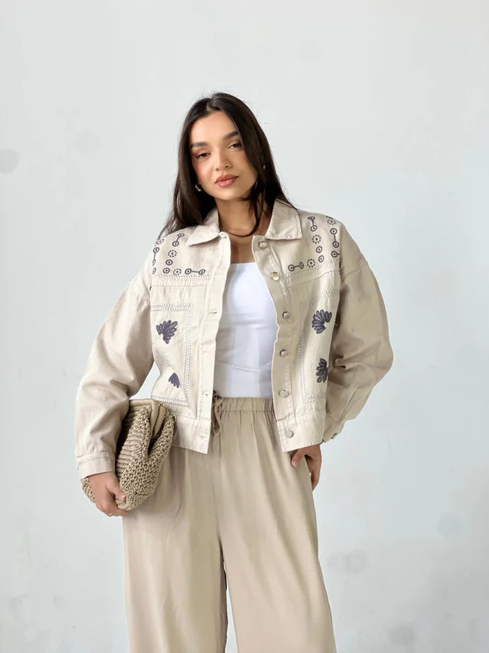Statement Embroidered Summer Gbrdine Jacket - Traumen