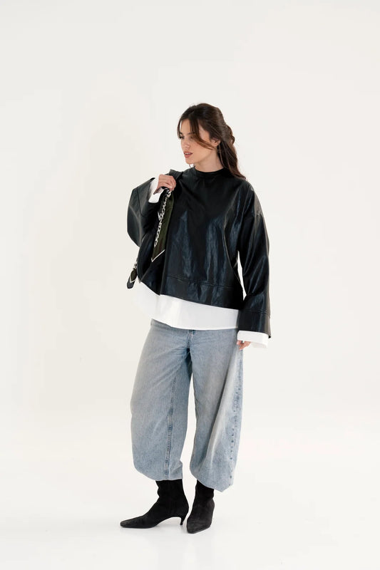 Leather poplin Shirt-Taj Sisters