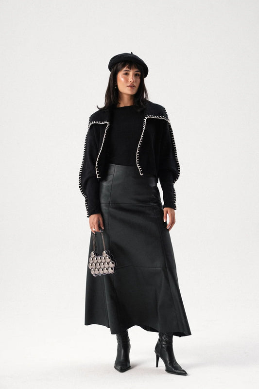 Sructured Leather Skirt-Taj Sisters