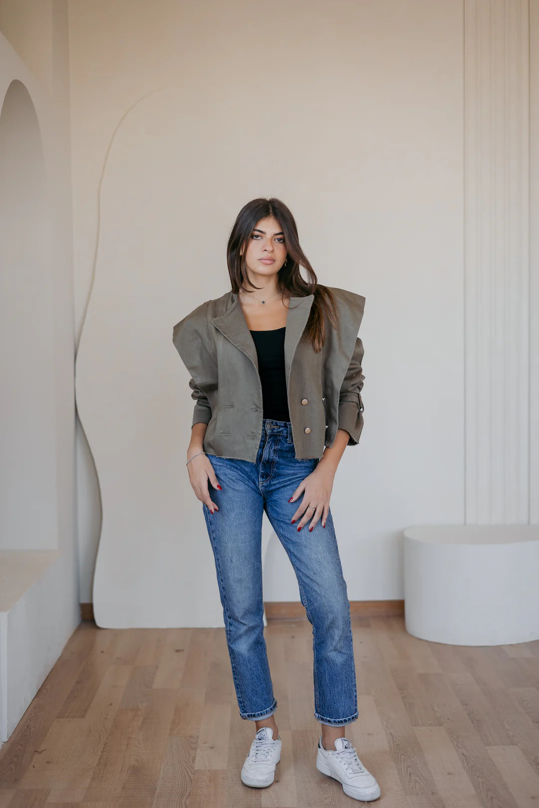Cropped Bold Shoulders Jacket - Taj Sisters