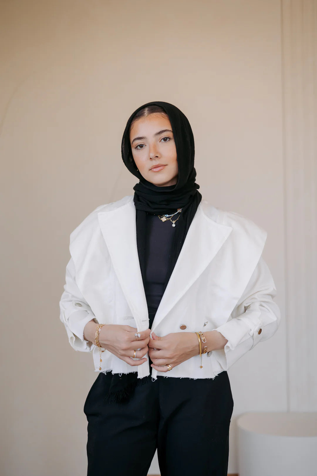 Cropped Bold Shoulders Jacket - Taj Sisters