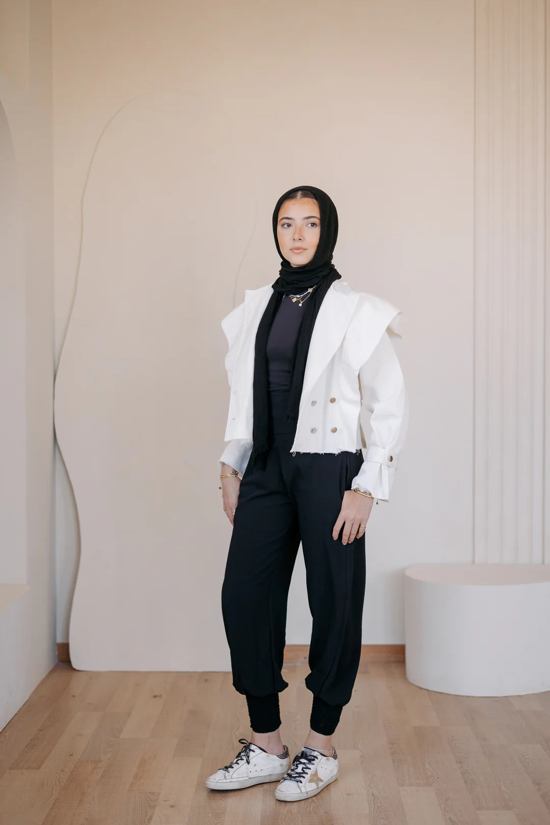 Cropped Bold Shoulders Jacket - Taj Sisters