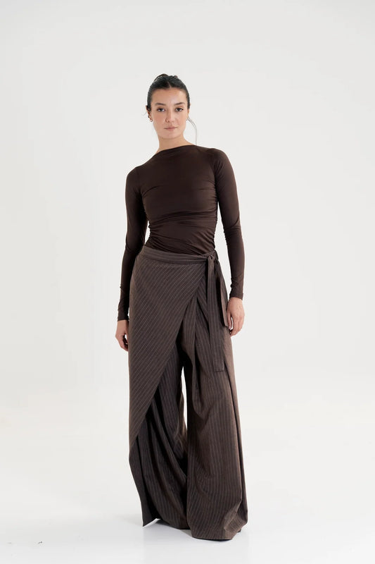 Striped Wrap Pants-Taj Sister