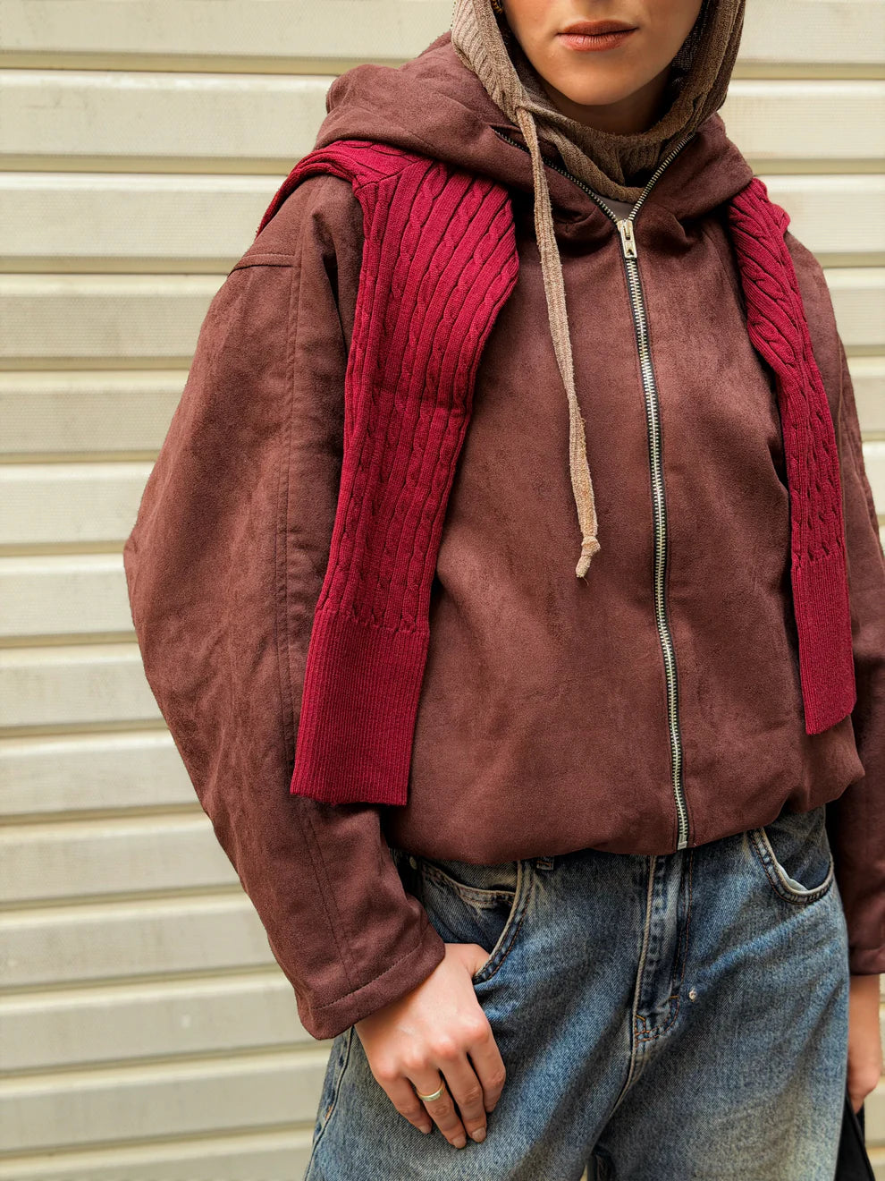 Cropped suede jacket - CAJ