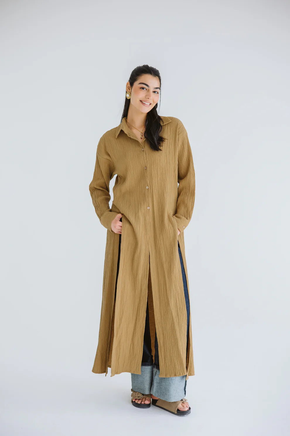 Sun kissed linen shirt dress - Amalia