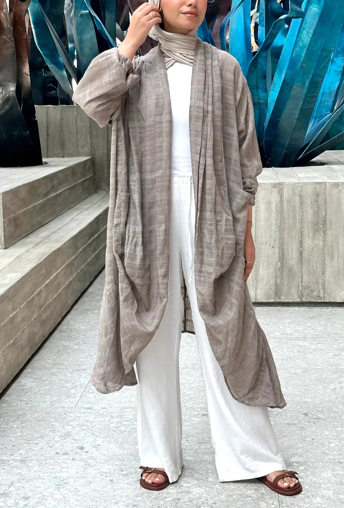 Linen Voile cardigan - Theyab