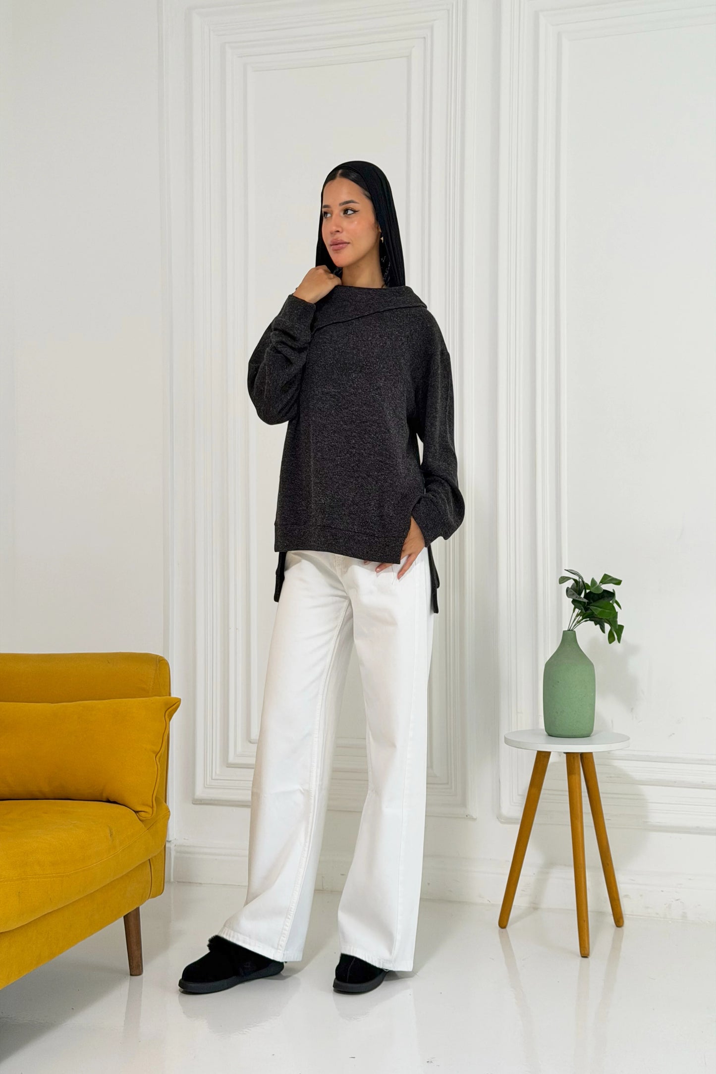 Sided Coal Pullover - Honna