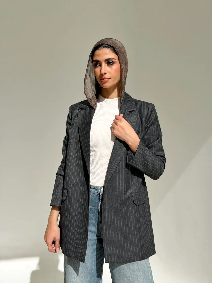 The tailored white striped blazer - NK Designs