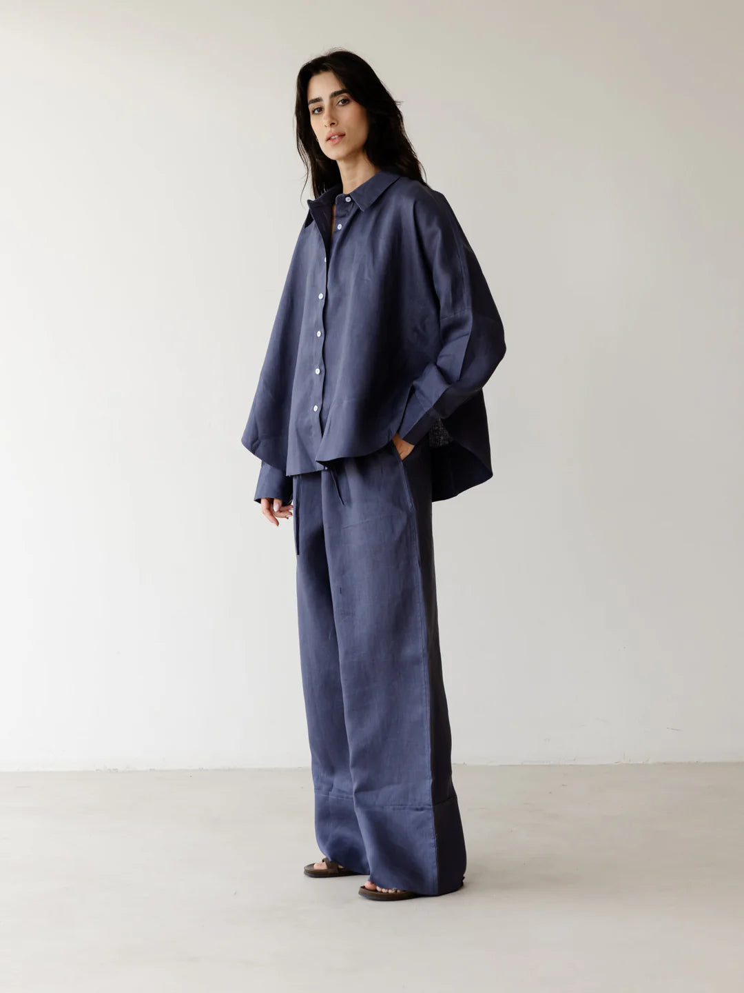 Turn up linen pants - ASCIA