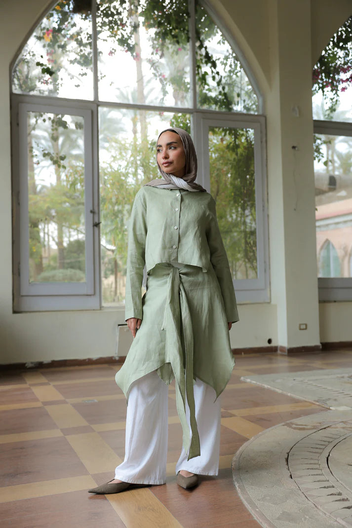 Paneled tie shirt - Yasofia