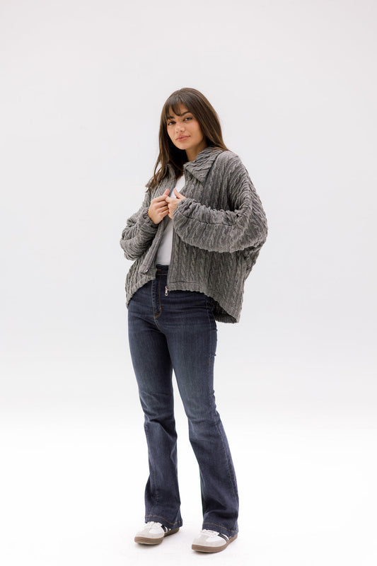 loom knit zip sweater - Jeno