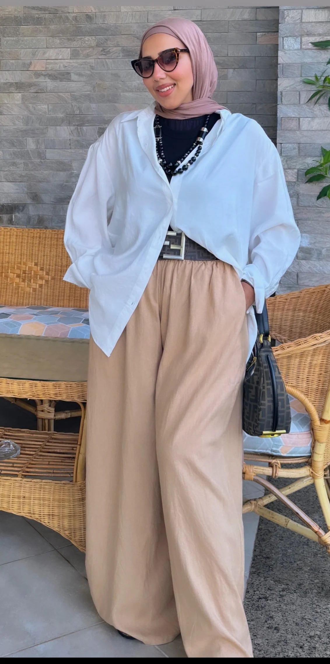 Camel linen pants - BA Fashion