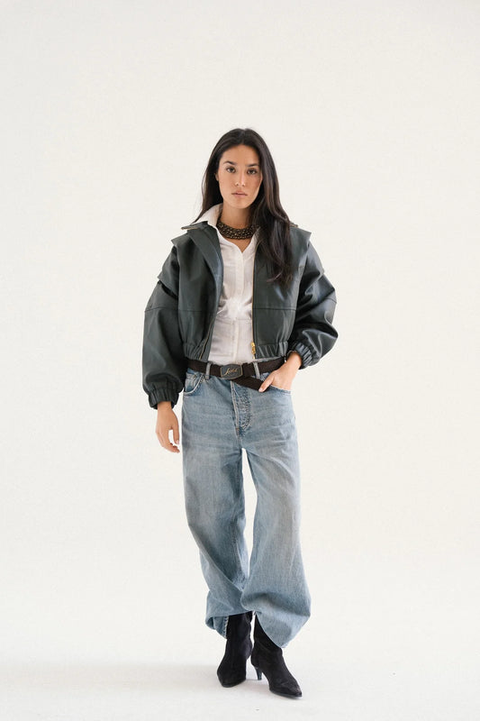 Leather Bomber Jacket - Taj Sisters