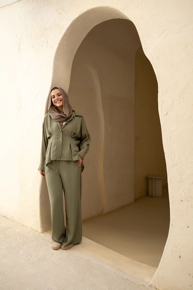 Statement Pleats Shirt Set - Taji designs