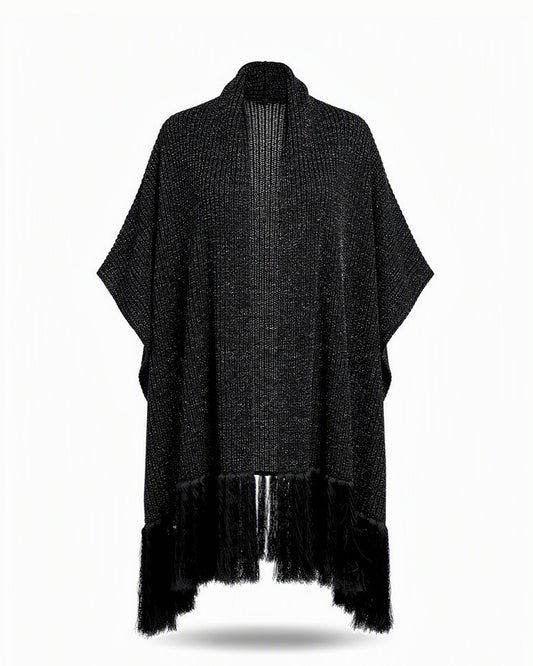 HBShop garment image: shimmery Fringes Shawl - Taj Sisters, Black