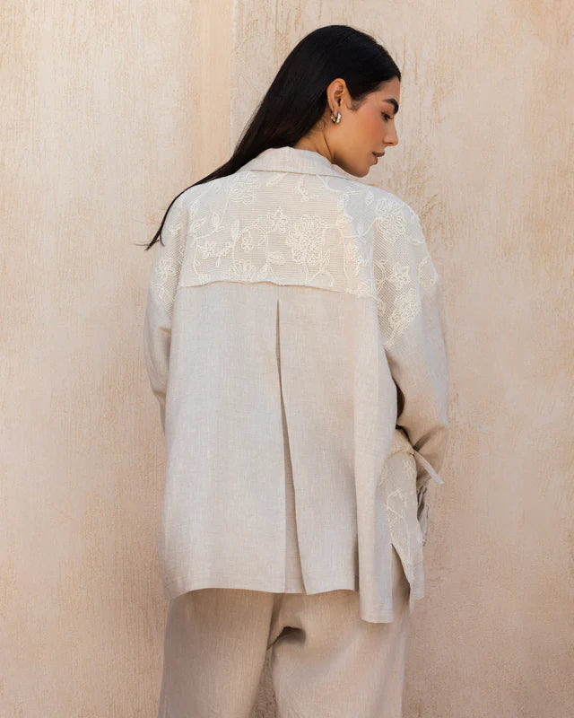 Mesh Work Linen Shirt - Tamaa