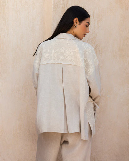 Mesh Work Linen Shirt - Tamaa