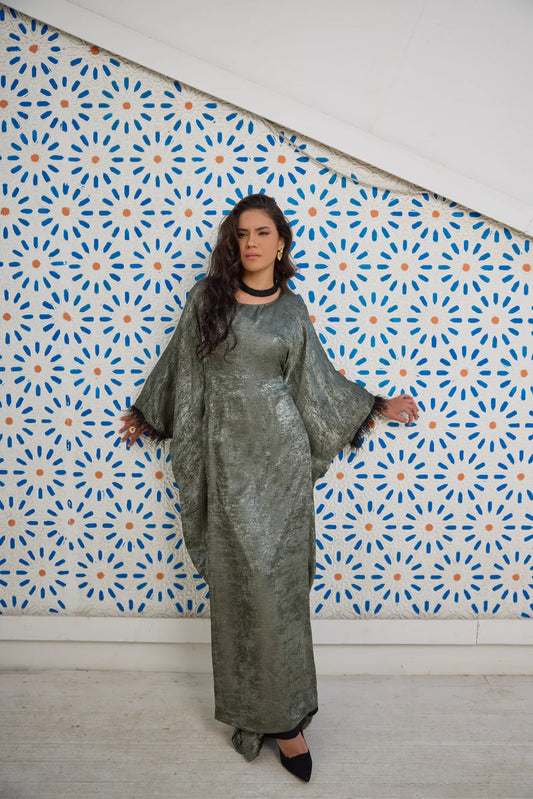 Shinney feathered abaya - Jeno