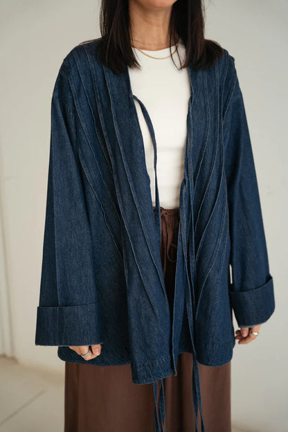 Denim Pleats Cardigen - Dan