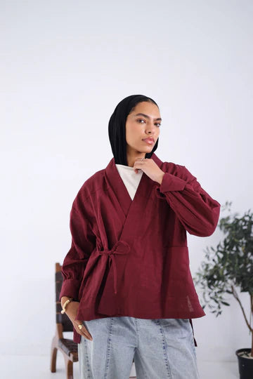 Wrapped pure linen shirt - Sirius -S/M-Beige