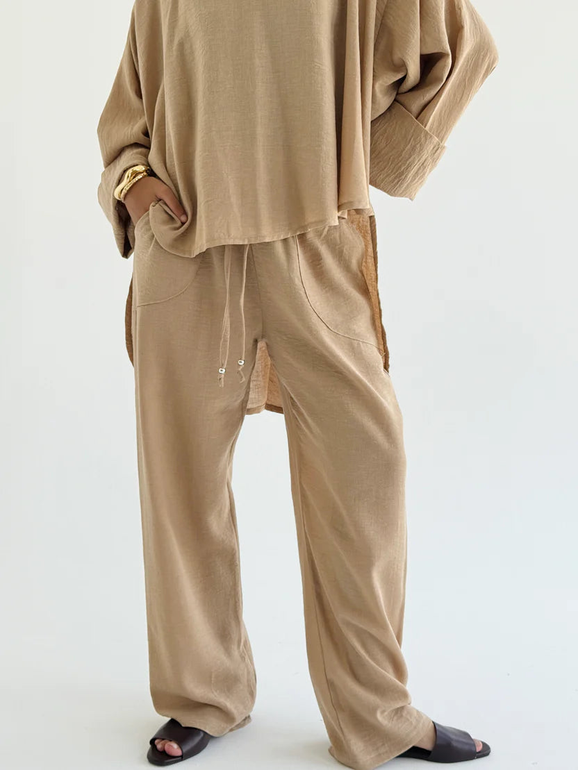 High Low Linen Set - Theyab