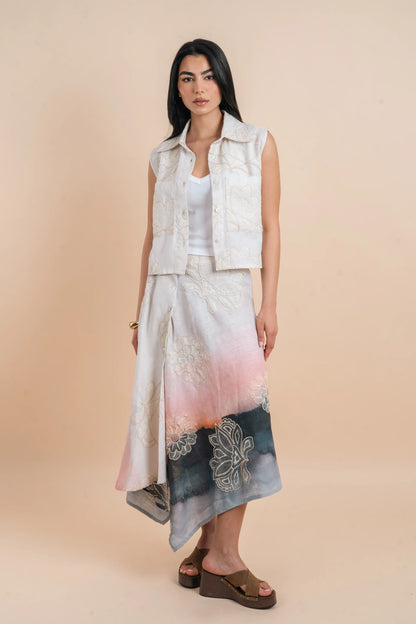 Grading white/pink skirt embro - Nahla el alfy