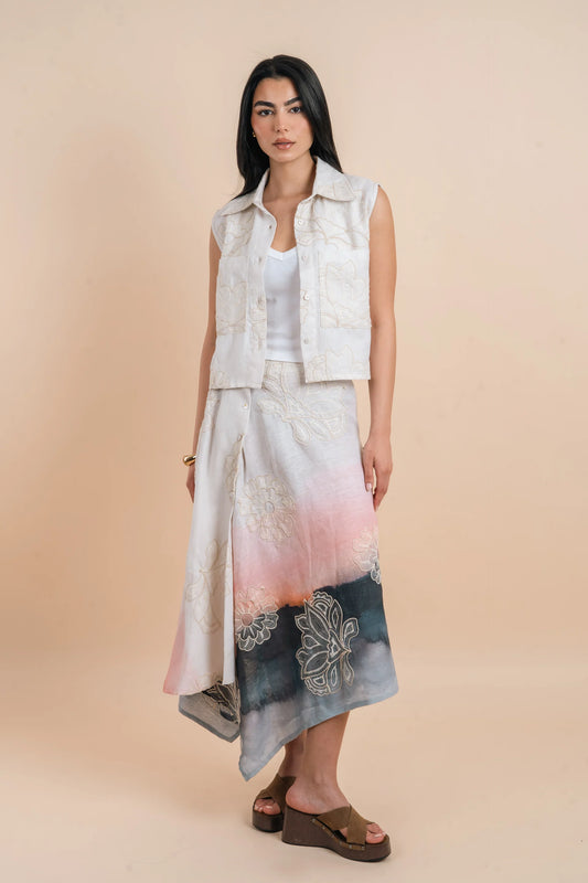 Grading white/pink skirt embro - Nahla el alfy