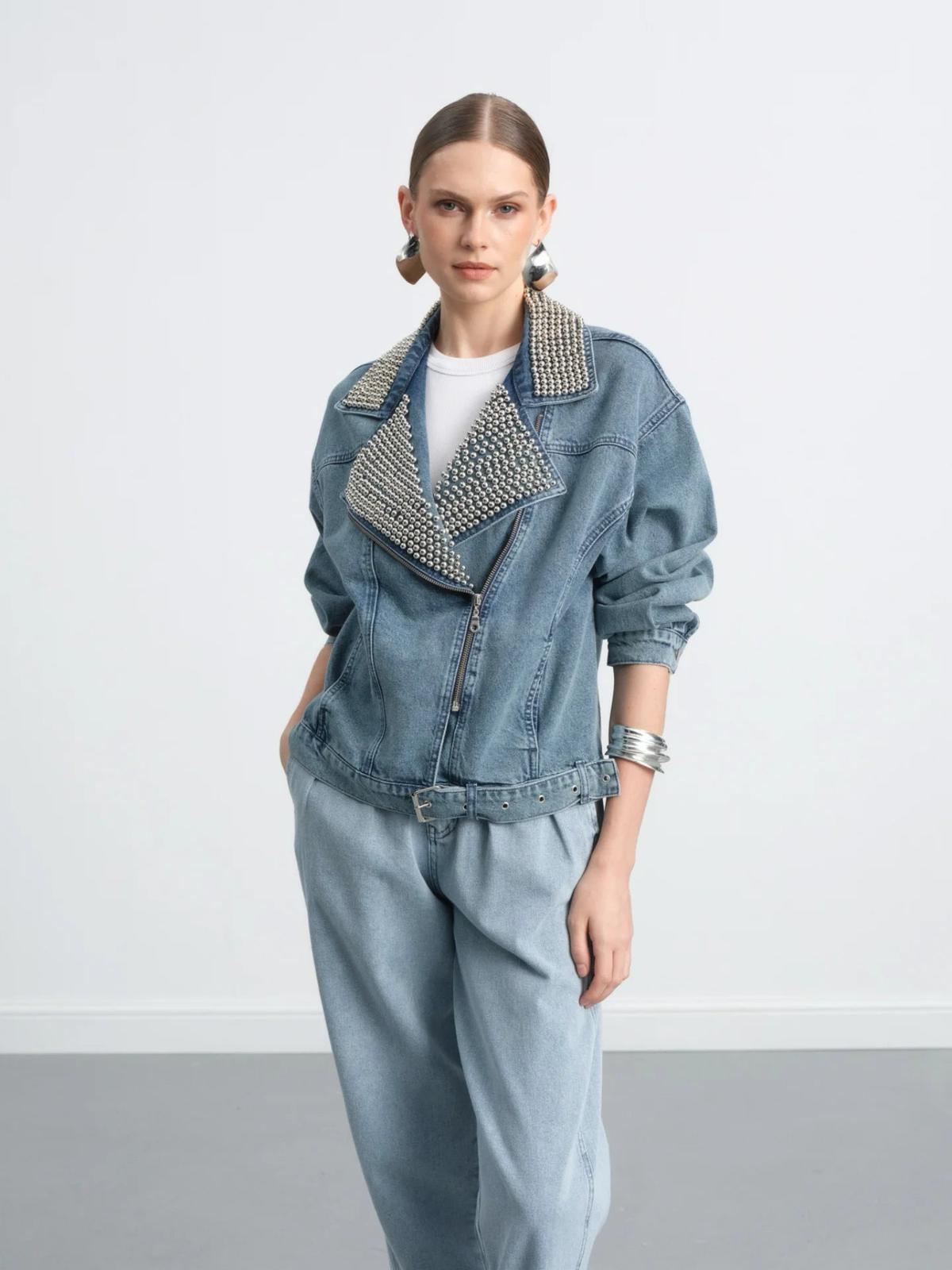 Metal studs denim jacket - Magazin