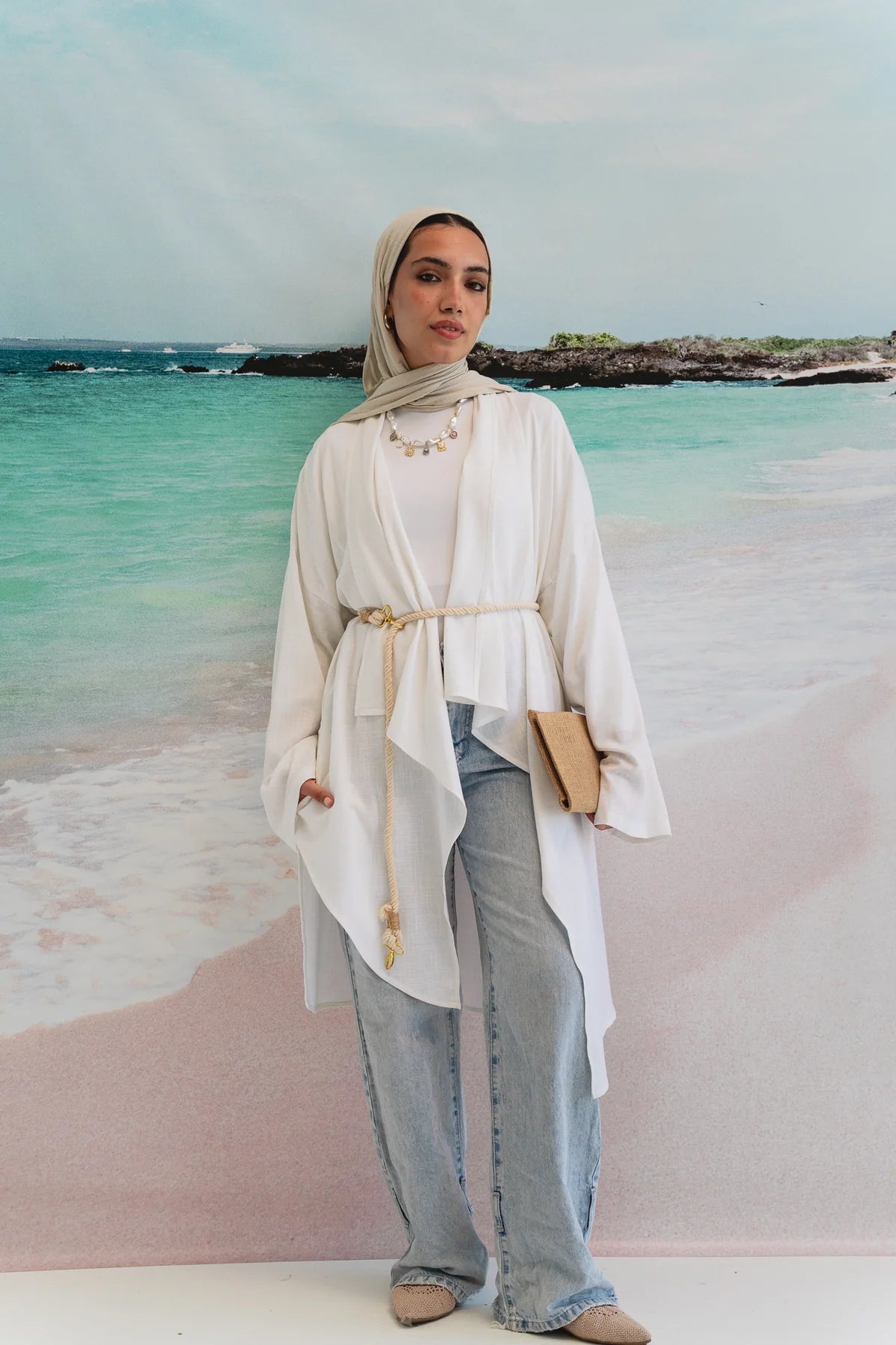 Asymmetrical linen cardigan - Double anne