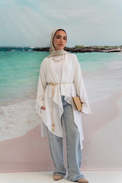 Asymmetrical linen cardigan - Double anne