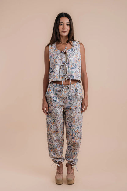 Floral print Pants + Vest Set -Nahla el alfy