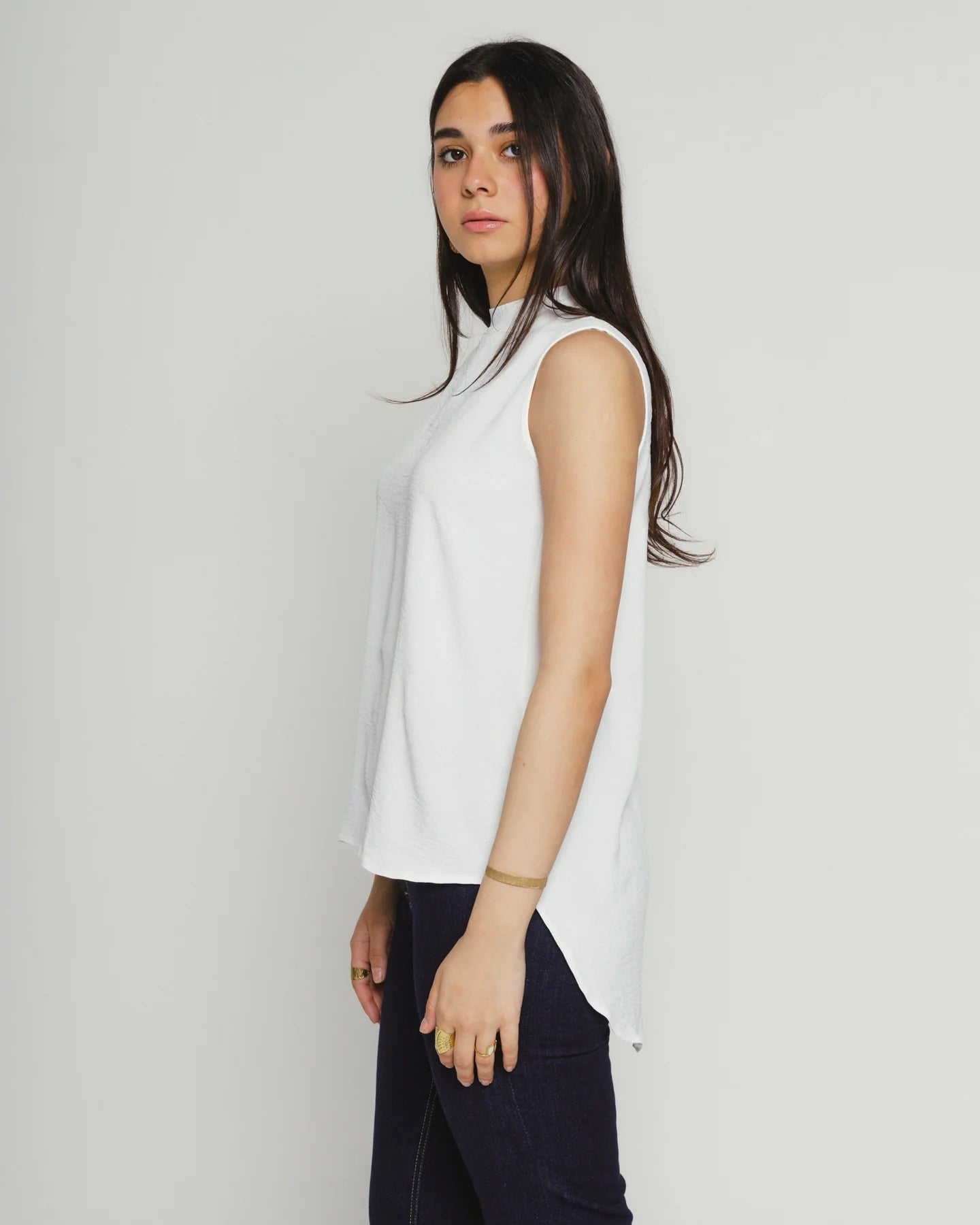 High low sleeveless linen - Tia mode